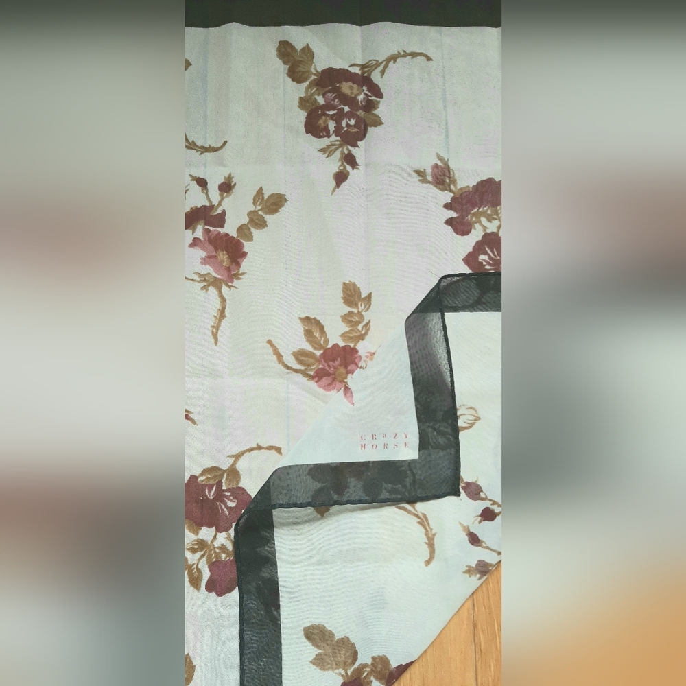 Floral Print Scarf with Black Border